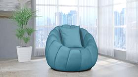 Poltrona Decorativa Concha Almofada Veludo Azul Turquesa