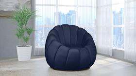 Poltrona Decorativa Concha Giratória Veludo Azul Marinho