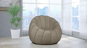 Poltrona Decorativa Concha Veludo Bege