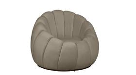 Poltrona Decorativa Concha Veludo Bege