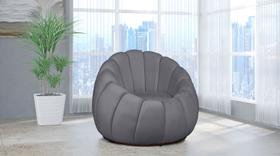 Poltrona Decorativa Concha Veludo Cinza