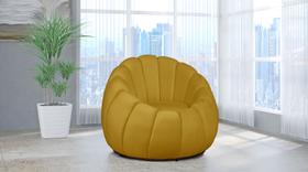 Poltrona Decorativa Concha Veludo Mostarda