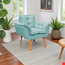 Poltrona Decorativa Confortável Para Sala Quarto Recepção Escritório Manicure Alice Tecido Linho