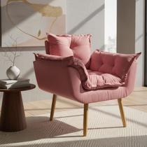 Poltrona Decorativa Confortável Para Sala Recepção Manicure Consultório Alice Suede