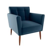 Poltrona Decorativa Confortável Pés Em Madeira Maciça Cancun Sintetico Caramelo Matrix