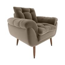 Poltrona Decorativa Confortável Pés Em Madeira Maciça Xangai Matrix Veludo Capuccino Poltrona Decorativa Confortável Pés Em Madeira Maciça Xangai Matrix Veludo Capuccino