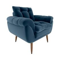 Poltrona Decorativa Confortável Pés Em Madeira Maciça Xangai Veludo Marrom Matrix