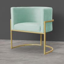 Poltrona Decorativa Consultório Luna Veludo Base Dourada