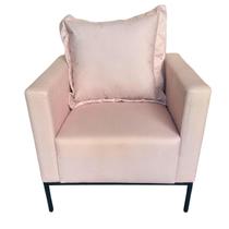 Poltrona Decorativa cor Bege Tecido Veludo Confortável Recepção Escritório Amamentação Sala Quarto Cadeira de Estar Decoração Casa