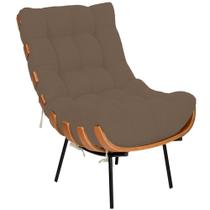 Poltrona Decorativa Costela Suede Area Marrom Straso