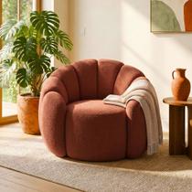 Poltrona Decorativa Curva Orgânica Serena Bouclê Terracota - Montanari s Decor
