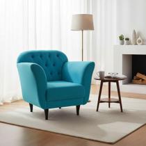 Poltrona Decorativa Dália Suede Azul Turquesa Pés Madeira Mz Decor Poltrona Decorativa Dália Suede Azul Turquesa Pés Madeira Mz Decor