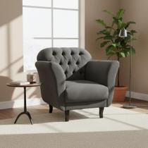 Poltrona Decorativa Dália Suede Cinza Pés Madeira Ms Decor Poltrona Decorativa Dália Suede Cinza Pés Madeira Ms Decor