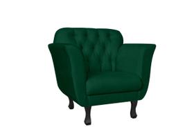 Poltrona Decorativa Dália Suede Verde Pés Madeira Ms Decor