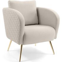Poltrona Decorativa Dana Tressê Pés Palito Gold Linho Palha - Nexta Casa