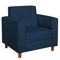 Poltrona Decorativa Denver Suede Azul Marinho - ADJ Decor