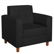 Poltrona Decorativa Denver Suede Preto - ADJ Decor