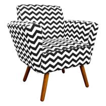 Poltrona Decorativa Dora Estampado Zig Zag Preto D80 - D'Rossi