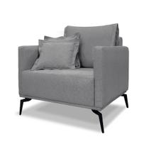 Poltrona Decorativa Elba Linho Cinza - Loja Sheep Poltrona Decorativa Elba Linho Cinza - Loja Sheep