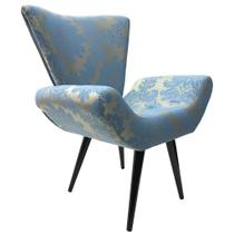Poltrona Decorativa Elegance 227 Azul com Dourado Poltrona Decorativa Elegance 227 Azul com Dourado