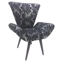 Poltrona Decorativa Elegance Jacquard Luxo Preto com Prata