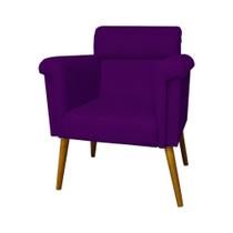 Poltrona Decorativa Elisa Suede Roxo Pés Madeira Ms Decor