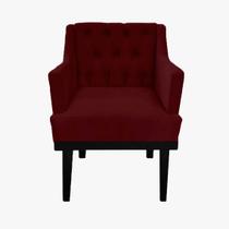 Poltrona Decorativa Em Capitonê Para Clínica Aurora Suede Vermelho Bordo DL Decor