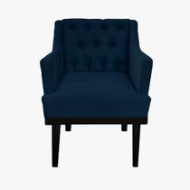 Poltrona Decorativa Em Capitonê Para Escritório Aurora Suede Azul Marinho DL Decor