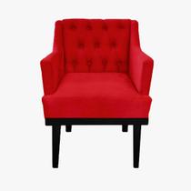 Poltrona Decorativa Em Capitonê Para Escritório Aurora Suede Vermelho DL Decor