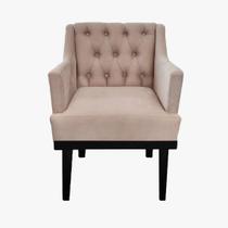 Poltrona Decorativa Em Capitonê Para Quarto e Closet Classica Corano Bege LM DECOR