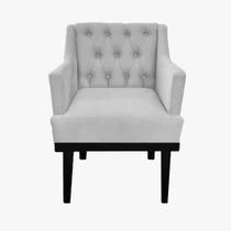 Poltrona Decorativa Em Capitonê Para Sala de Estar Classica Suede Branco LM DECOR