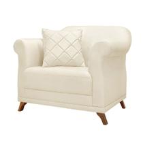 Poltrona Decorativa em Linho Rústico Natural com Pés de Madeira - Amsterdam Lucadi Home Poltrona Decorativa em Linho Rústico Natural com Pés de Madeira - Amsterdam Lucadi Home