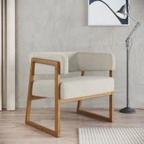 Poltrona Decorativa em Madeira Maciça com Braço Bria