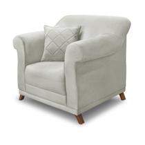 Poltrona Decorativa em Veludo Prata com Pés de Madeira - Amsterdam Lucadi Home Poltrona Decorativa em Veludo Prata com Pés de Madeira - Amsterdam Lucadi Home