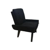 Poltrona Decorativa Emilia Plus Pé Palito Em Suede - Preto - Cor: Preto Poltrona Decorativa Emilia Plus Pé Palito Em Suede - Preto - Cor: Preto