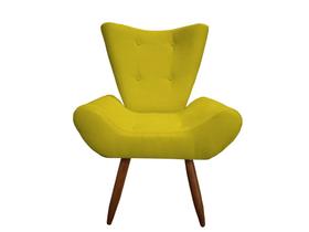 Poltrona Decorativa Emilia Suede Amarelo Pés Madeira Ms Decor