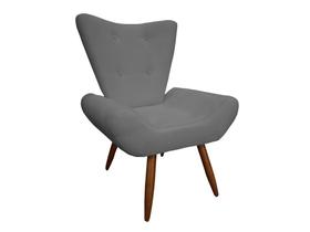 Poltrona Decorativa Emilia Suede Cinza Pés Madeira Mz Decor