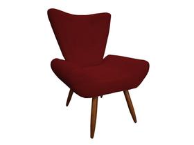 Poltrona Decorativa Emilia Suede Marsala Pés Madeira Mz Decor