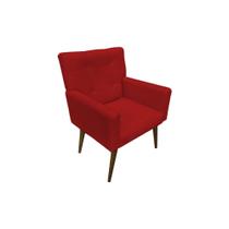 Poltrona Decorativa Emillia Com Pés Palito Suede Vermelho