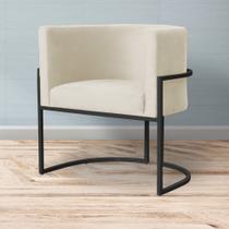 Poltrona Decorativa Escritório Base Preta Luna Veludo