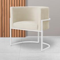 Poltrona Decorativa Escritório Luna Suede Base Branca