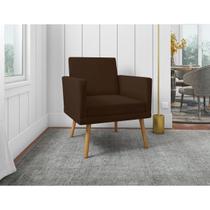 Poltrona Decorativa Escritório Sala Recepção Larah Suede Marrom