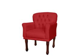 Poltrona Decorativa Ester Suede Vermelho Pés Madeira Ms Decor