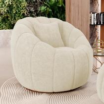 Poltrona Decorativa Estilo Concha Abóbora Shell Fixa Bouclê Bege - Desk Design