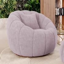 Poltrona Decorativa Estilo Concha Abóbora Shell Fixa Bouclê Rosé - Desk Design