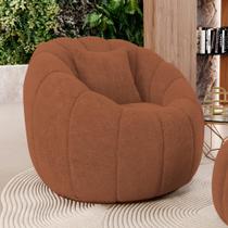 Poltrona Decorativa Estilo Concha Abóbora Shell Fixa Bouclê Terracota - Desk Design