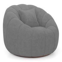 Poltrona Decorativa Estilo Concha Abóbora Shell Giratória Bouclê Cinza Escuro - Abmaza Poltrona Decorativa Estilo Concha Abóbora Shell Giratória Bouclê Cinza Escuro - Abmaza