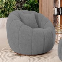 Poltrona Decorativa Estilo Concha Abóbora Shell Giratória Bouclê Cinza Escuro - Desk Design