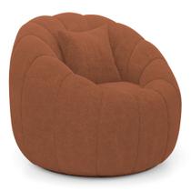 Poltrona Decorativa Estilo Concha Abóbora Shell Giratória Bouclê Terracota - Abmaza Poltrona Decorativa Estilo Concha Abóbora Shell Giratória Bouclê Terracota - Abmaza