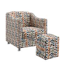 Poltrona Decorativa Estofada Alya com Puff Izar Sued Estampado Laranja Aradecor Poltrona Decorativa Estofada Alya com Puff Izar Sued Estampado Laranja Aradecor